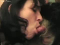Teen learning to blow dog