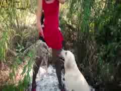 Yasmin and two dogs outdoor